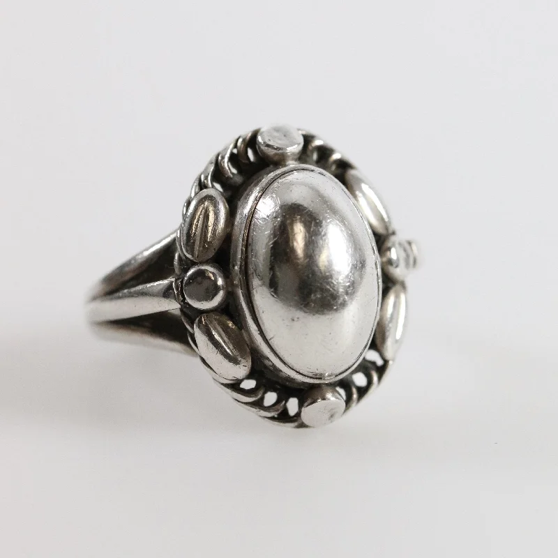 women diamond band rings -Vintage Georg Jensen Jewelry | Silver Cabochon Ring 1