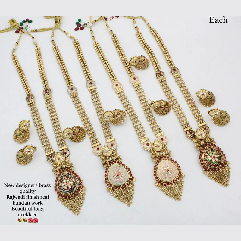 women luxurious silver necklaces -Manisha Jewellery Gold Plated Long  Moti Necklace Set