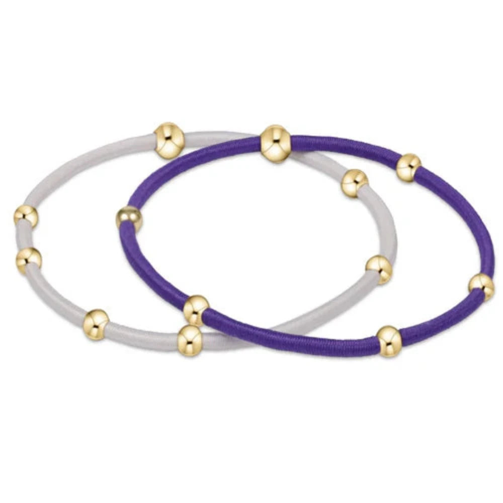 women luxury bangles -enewton "e"ssentials Gameday Purple-White Hair Bracelets - Set of 2