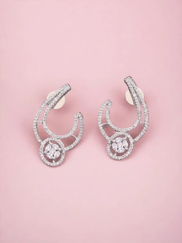 women luxury earrings -Silver Ragnhild Zirconia Studs