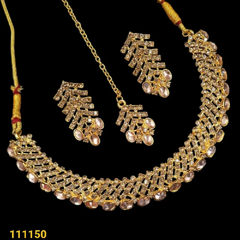 women one-of-a-kind necklaces -Padmawati Bangles Gold Plated Austrian Stone Necklace Set