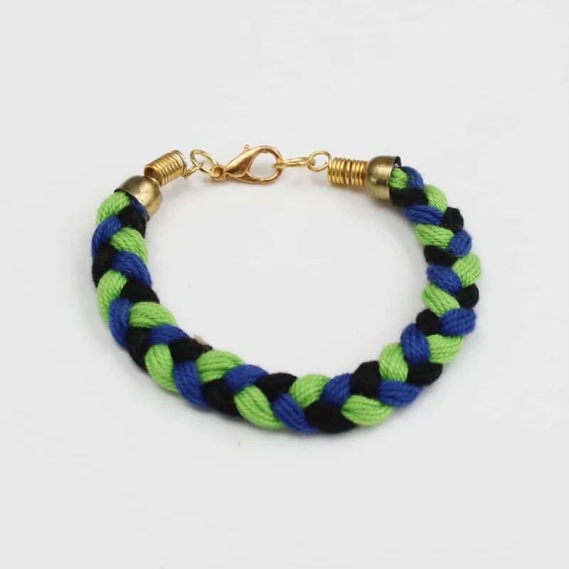 women heart-shaped bracelets -Green and Blue Braided Bracelet