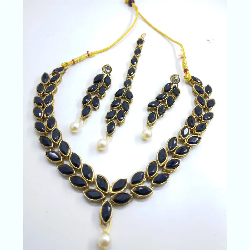 women sophisticated necklaces -Palak Art Gold Plated Crystal Stone Necklace Set