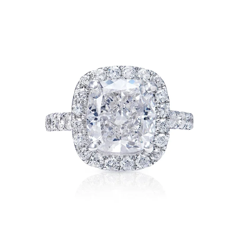 women radiant-cut engagement rings -Remi 6 Carat G Internally Flawless Cushion Cut Diamond Engagement Ring in 18k White Gold. GIA Certified 5Ct￼ G IF