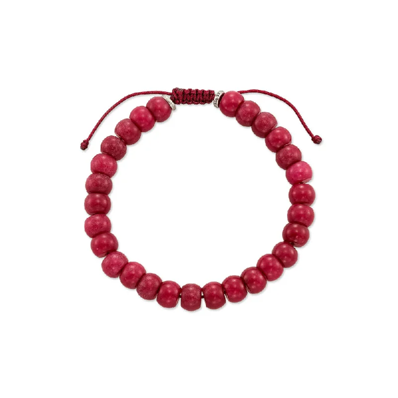 women charm bangle bracelets -Scott Bros Cade Beaded Bracelet Maroon Jade