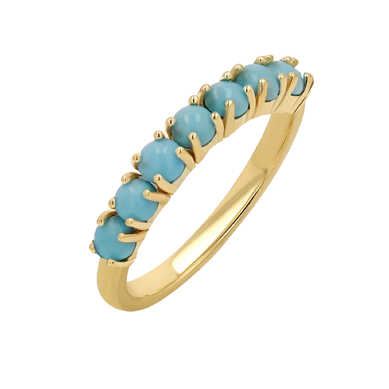 women diamond rings -Genuine Turquoise Half Eternity Band