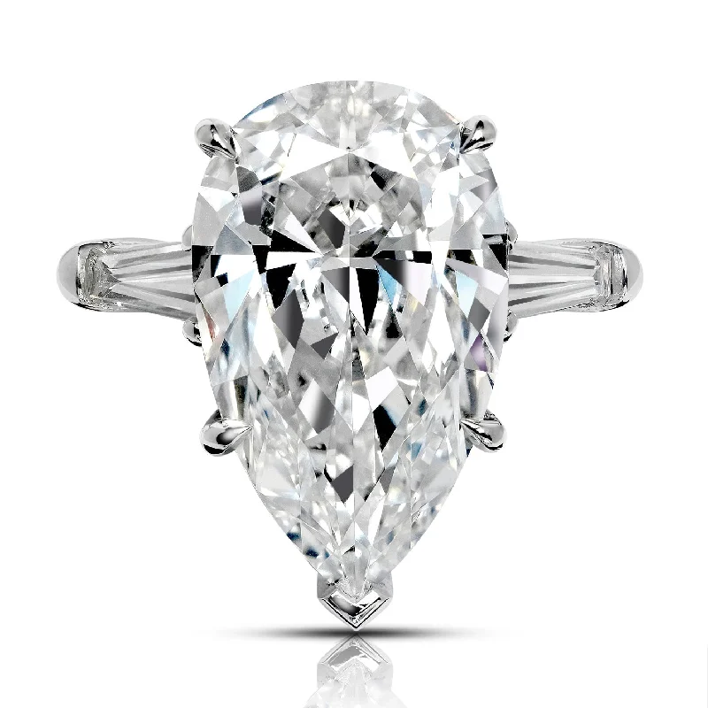 women platinum sapphire engagement rings -AURORA 7 CARAT PEAR SHAPE G COLOR VS1 CLARITY DIAMOND ENGAGEMENT RING PLATINUM GIA CERTIFIED 7 CT G VS1 W BAGUETTES BY MIKE NEKTA