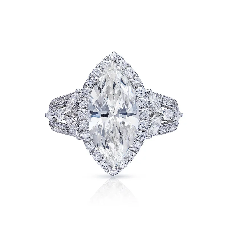 women lab-grown diamond engagement rings -Katie 5 Carat J IF Marquise Cut Diamond Engagement Ring in 18 Karat White Gold