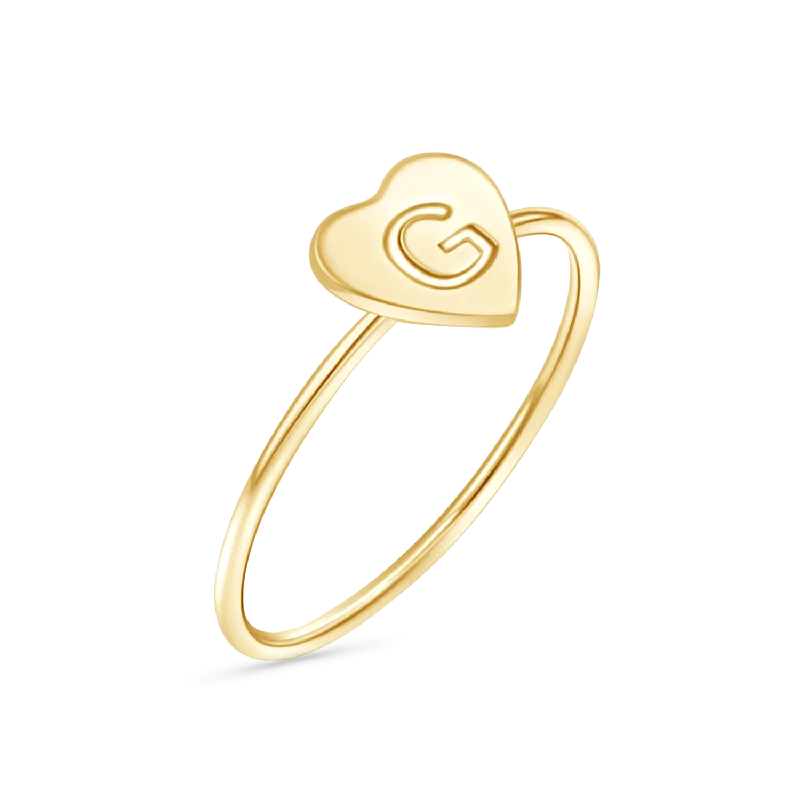 women birthstone rings -Moyen Initial Heart Ring