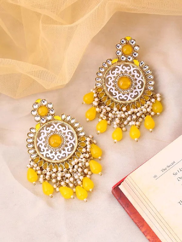 women delicate earrings -Lemon Miraya Chandbalis