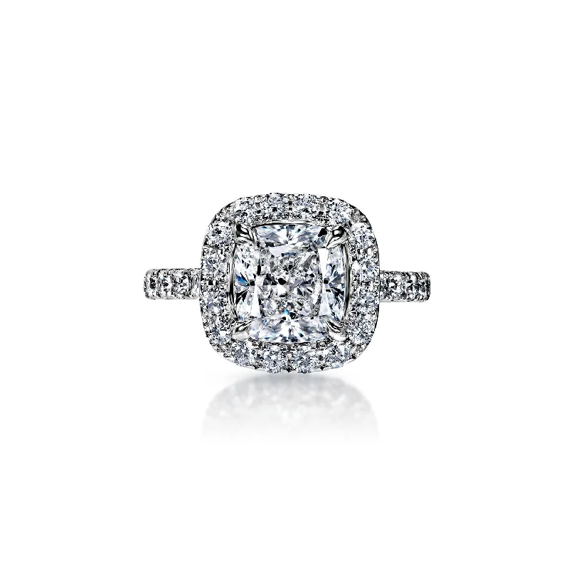 women affordable engagement rings -Shelby 3 Carat G VS2 Cushion Cut Diamond Engagement Ring in 18k White Gold. GIA Certified. By Mike Nekta