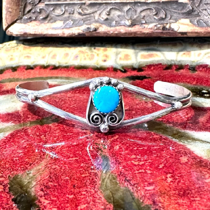 women affordable bracelets -Navajo Sterling Silver Turquoise Cuff Bracelet John Delvin