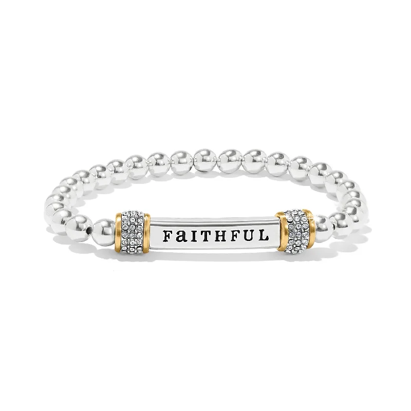 women wedding bracelets -Brighton Meridian Faithful Two Tone Stretch Bracelet