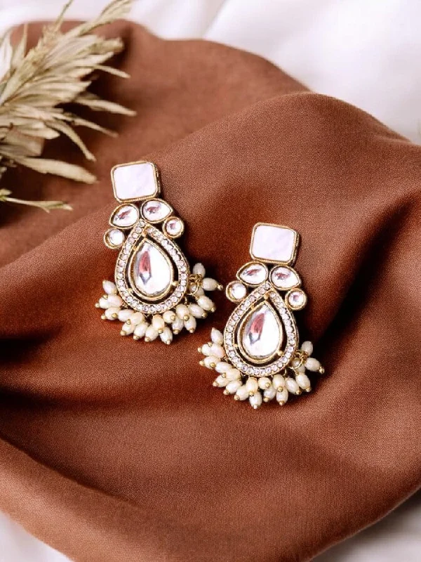 women silver stud earrings -Ivory Nalini Danglers