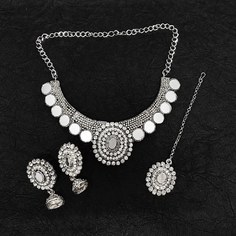 women antique necklaces -Bhavi Jewels Oxidised Plated Necklace Set