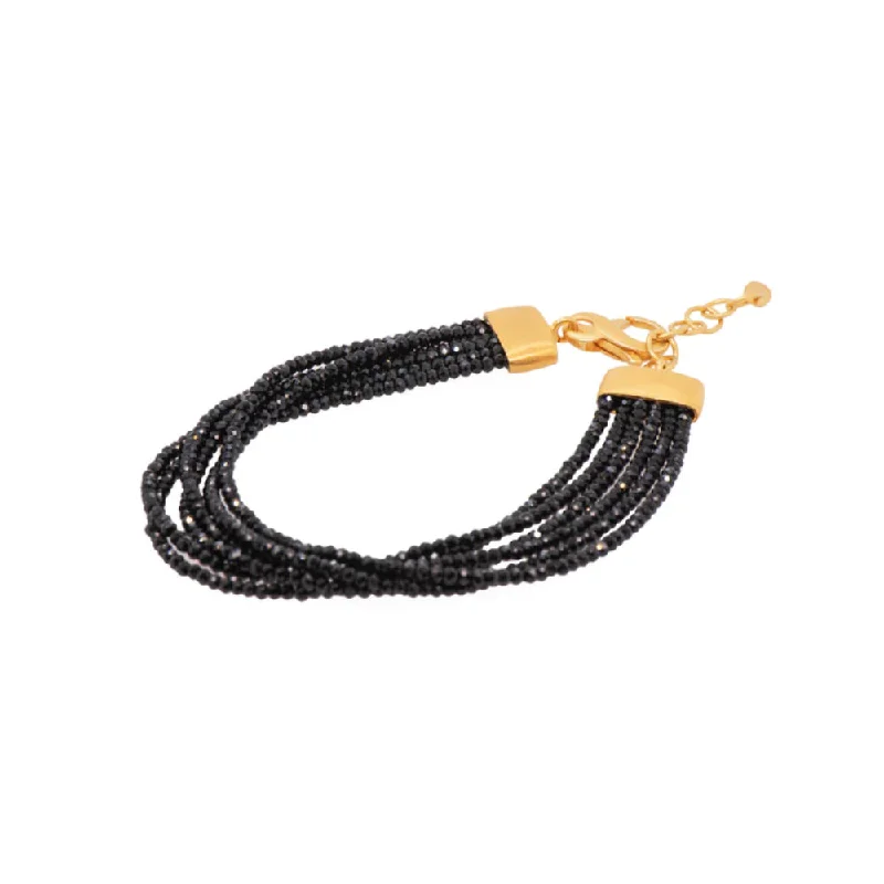 women double bangle bracelets -Joyla 6 Strand Black Spinel Bracelet