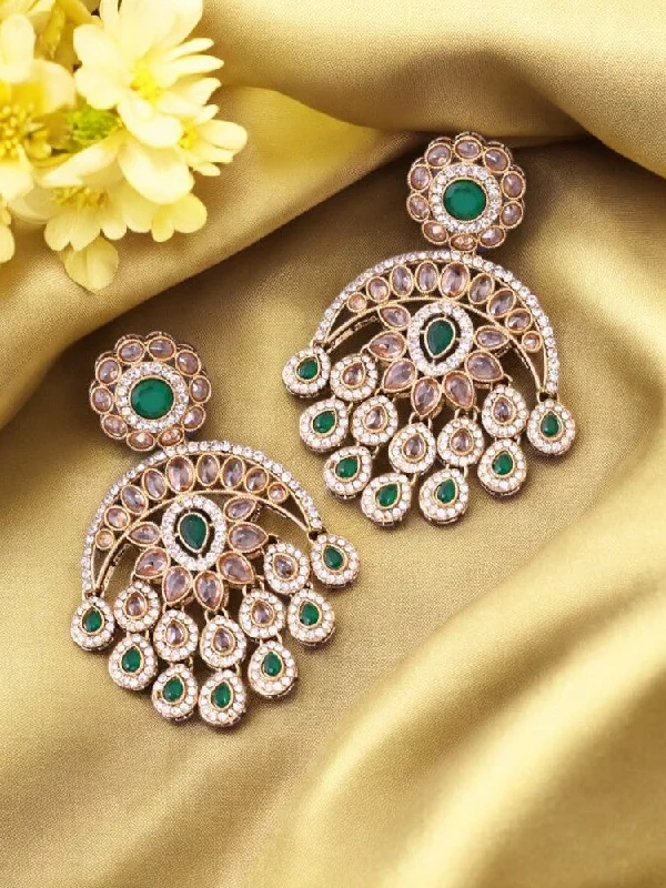 women diamond stud earrings -Emerald Aranya Chandbalis