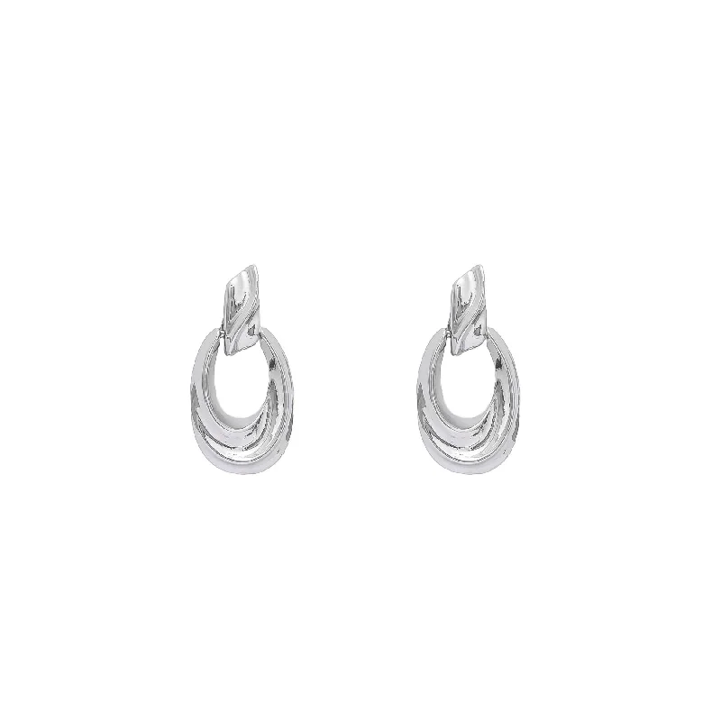 women silver hoop earrings -Earring T03967