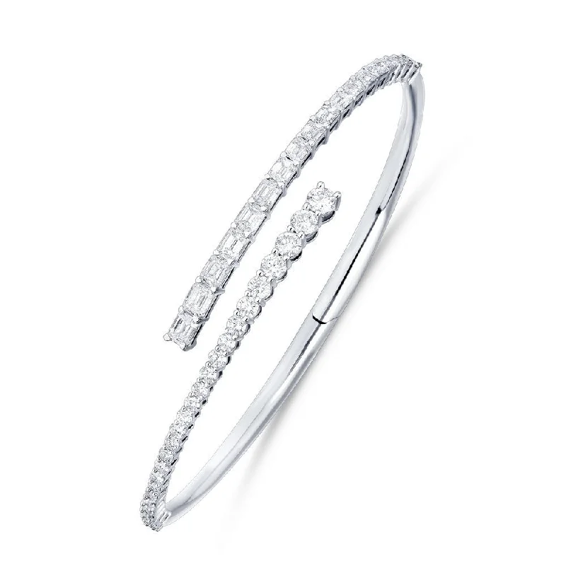 women diamond bangles -14k Gold Diamond Bypass Bangle Bracelet