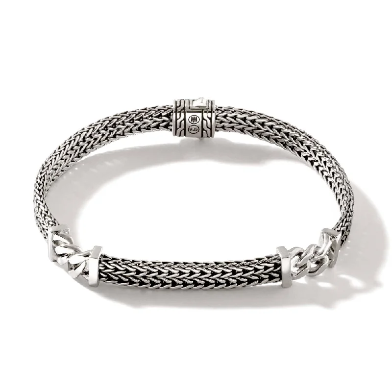 women silver bracelets -John Hardy Silver Chain Station Bracelet