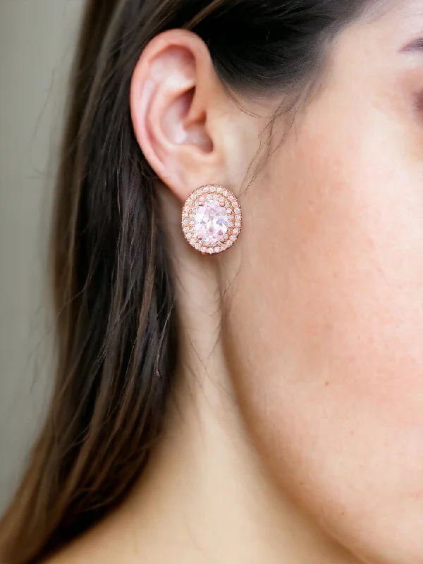 women chandelier earrings -Rose Gold Lisa Zirconia Studs