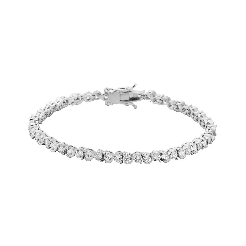 women affordable bracelets -Ezra 18k White Gold Plated Infinity Tennis Bracelet with Simulated Diamond Crystals