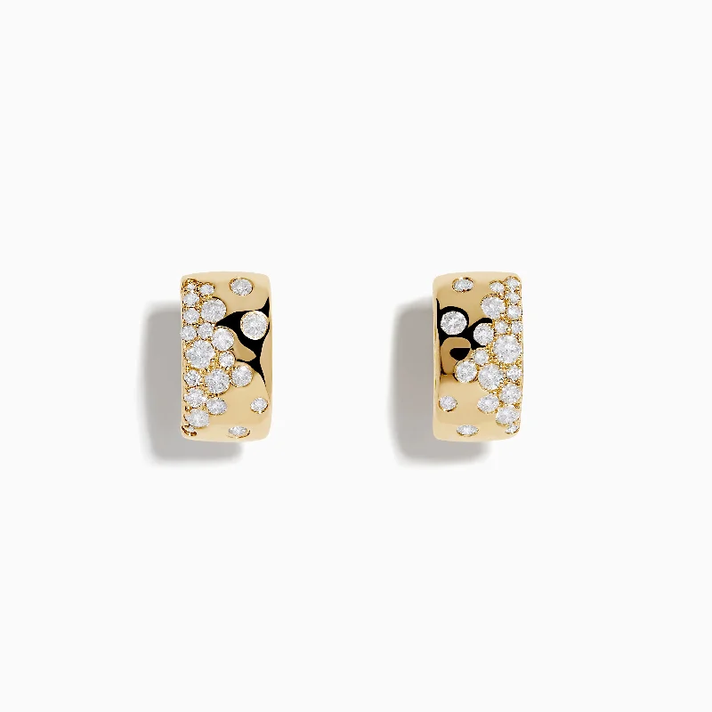 women artistic earrings -D'Oro 14K Yellow Gold Scattered Diamonds Earrings