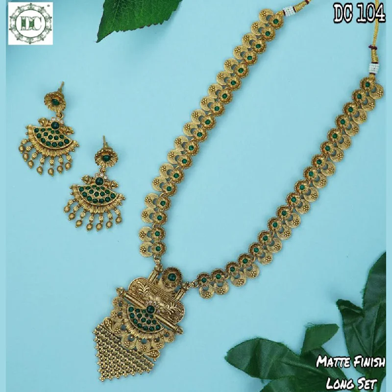 women unique necklaces -Diksha Collection Gold Plated Pota Stone Long Necklace Set