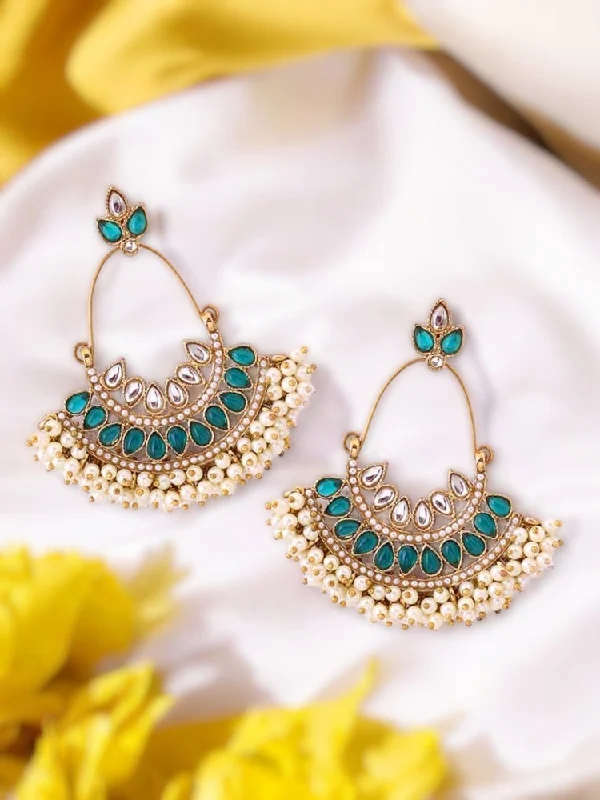 women ruby earrings -Emerald Yuvika Chandbalis