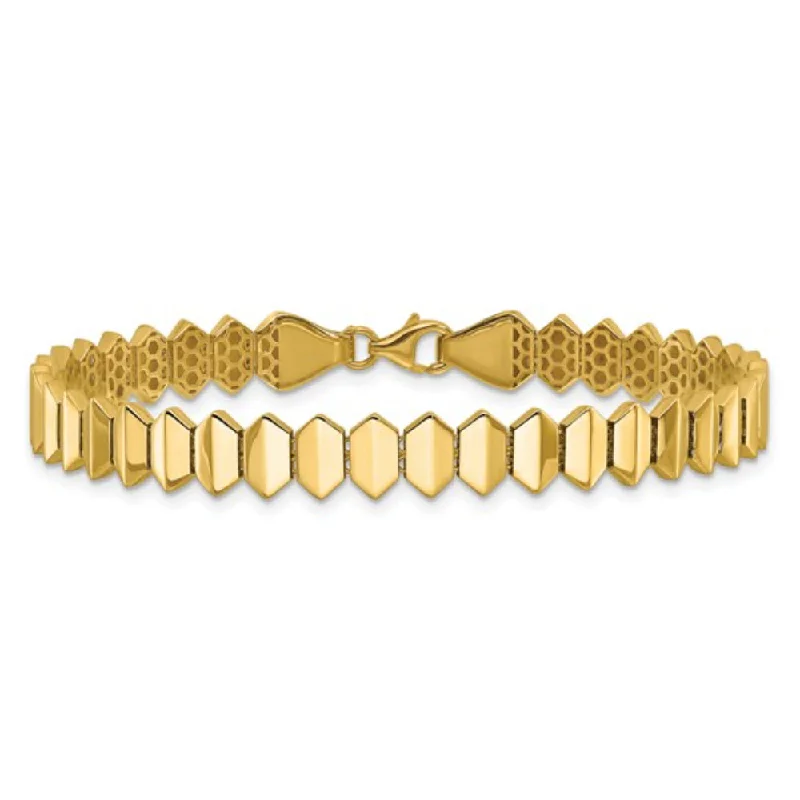 women stacked bracelets -14k Gold Fancy Geometric Link Bracelet