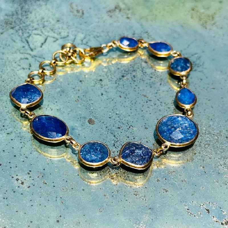 women pearl bangles -Blue African Sapphire Gold over Sterling Silver Bracelet