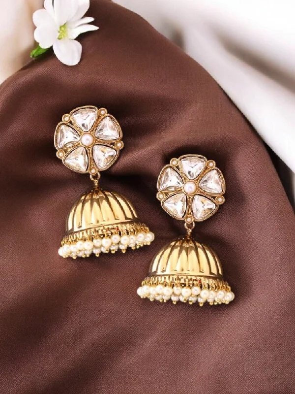 women hoop earrings for women -Ivory Bhagwati Jhumkis