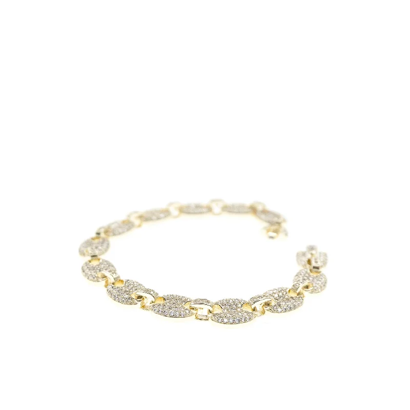 women bracelets -gold plated pave anchor link bracelet