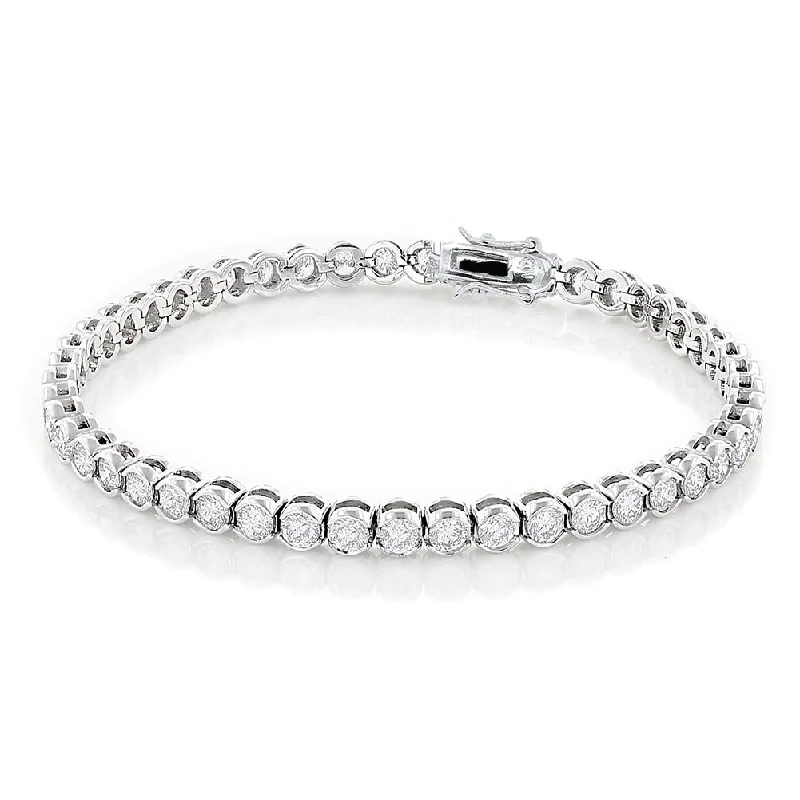 women men’s leather bracelets -Joelle 18k White Gold Plated Tennis Bracelet with Simulated Diamond Crystal