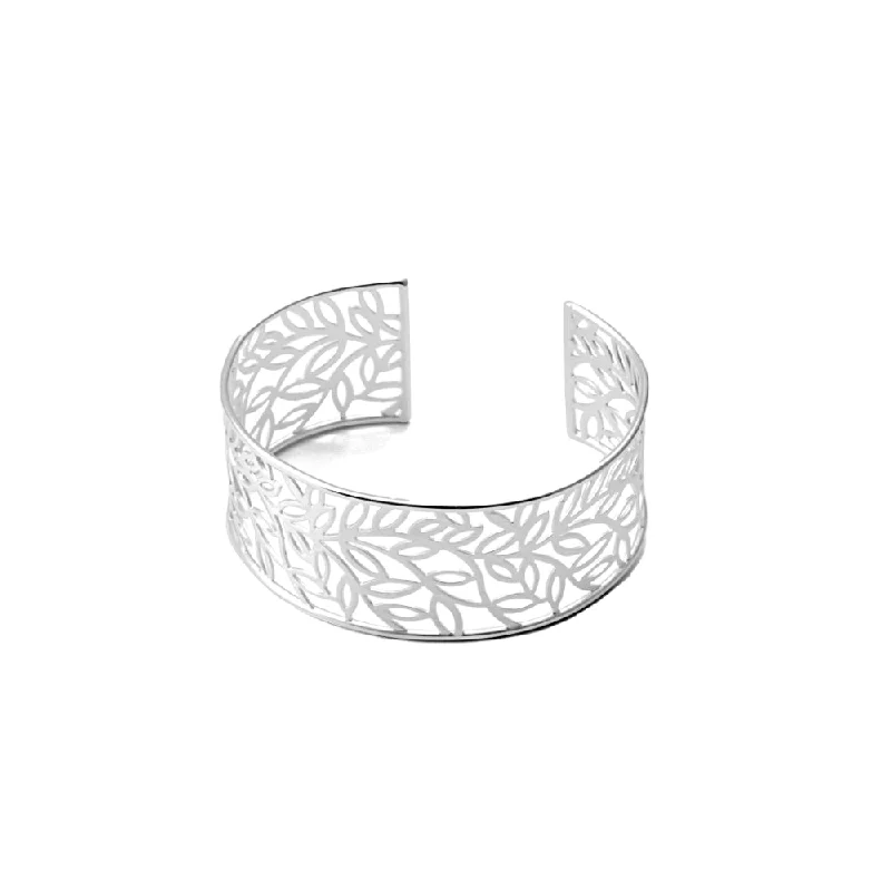 women fashion bangles -Sterling Silver Leaf Collage Cuff Bracelet