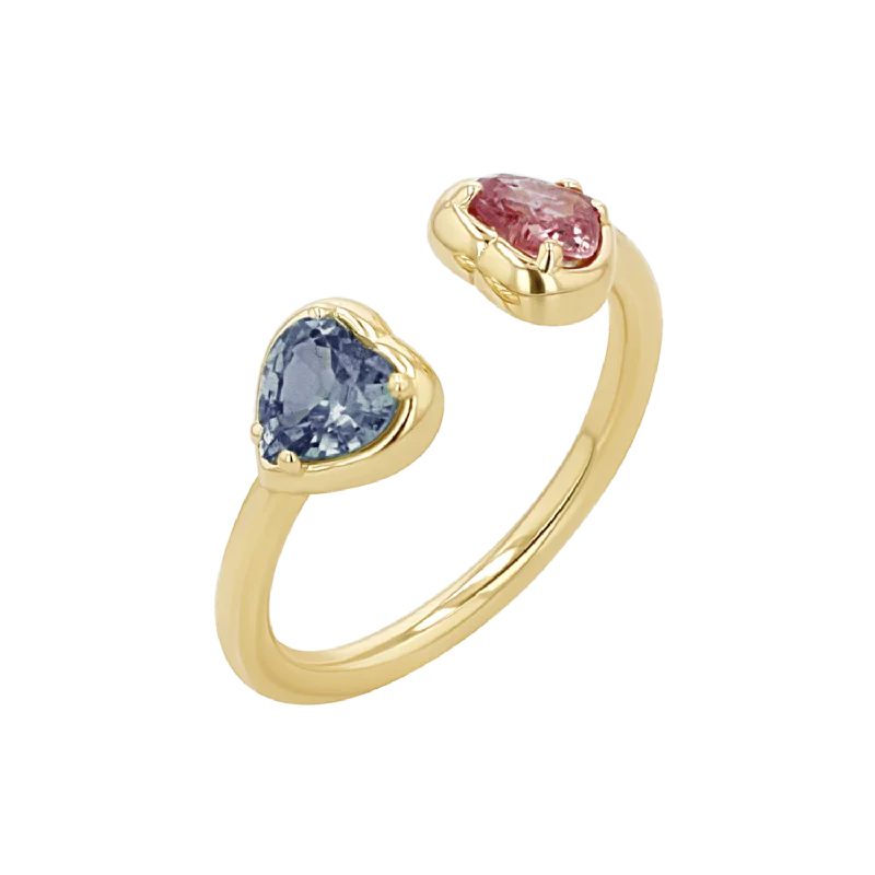 women unique wedding rings -Sapphire Heart Duo Wrap Ring