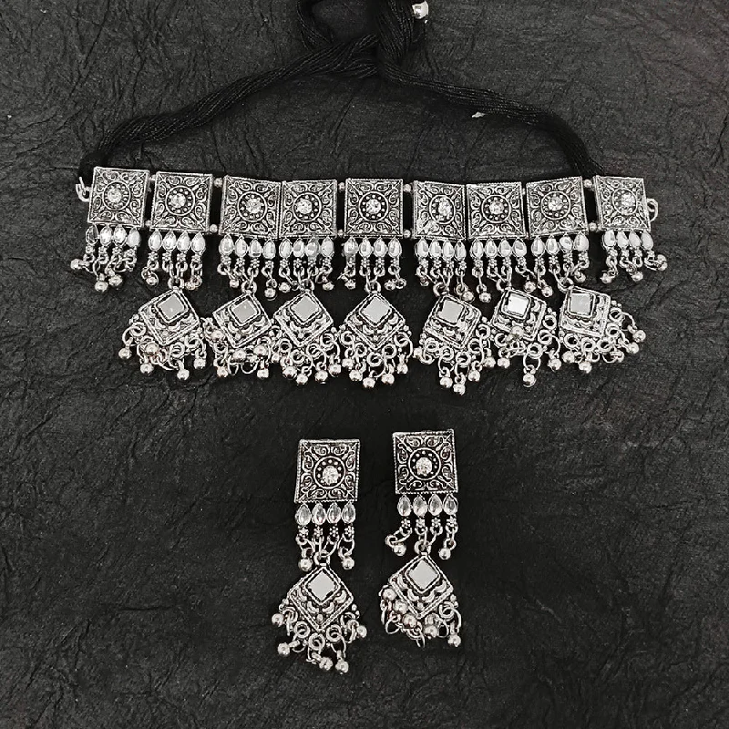 women festival necklaces -Bhavi Jewels Oxidised Plated Necklace Set