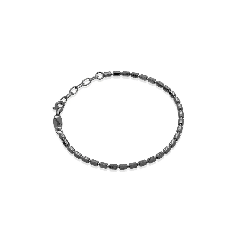 women stacking bangles -Gunmetal Silver Barrel Bracelet