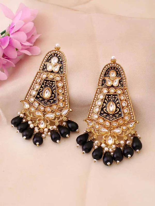 women eco-friendly earrings -Jet Aasavari Danglers