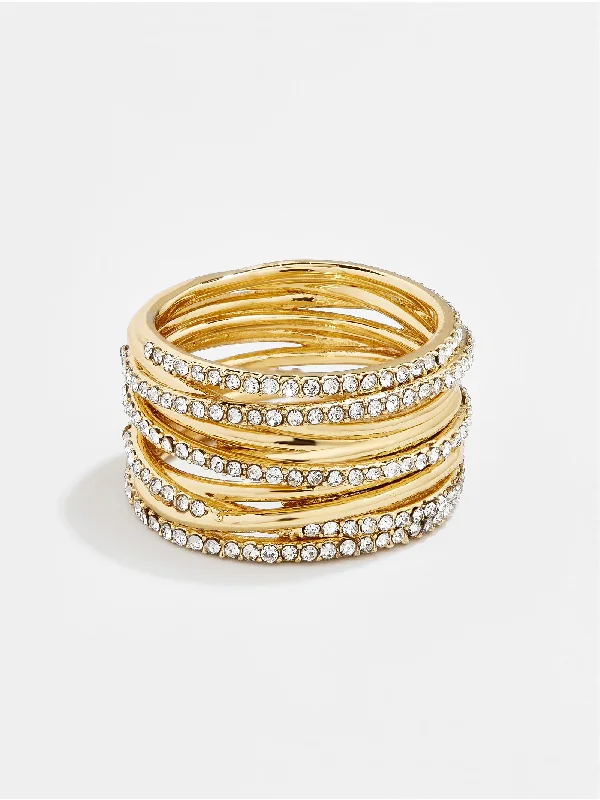 women stackable wedding rings -Jamila Ring - Gold/Pavé