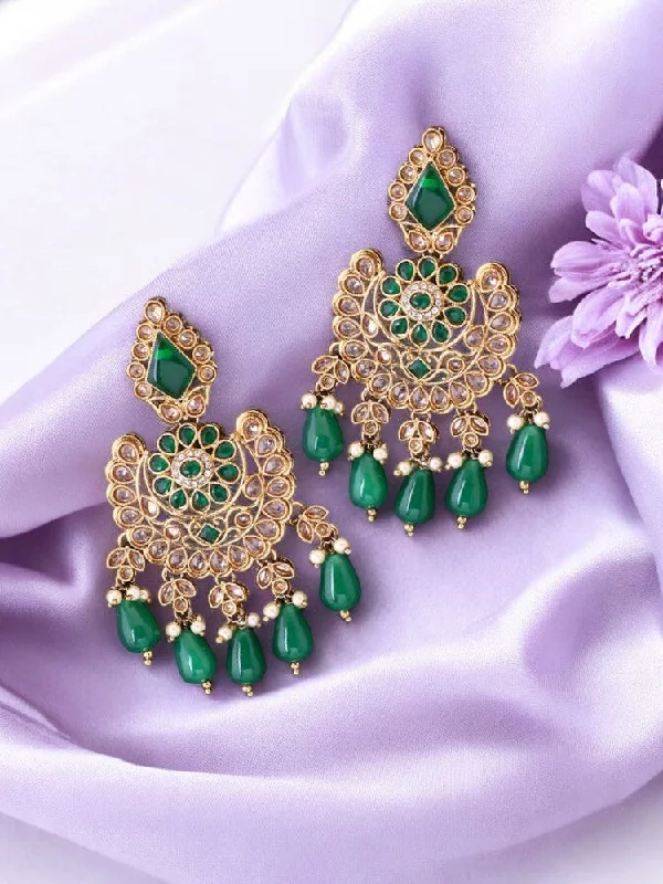 women minimalist earrings -Emerald Champa Chandbalis