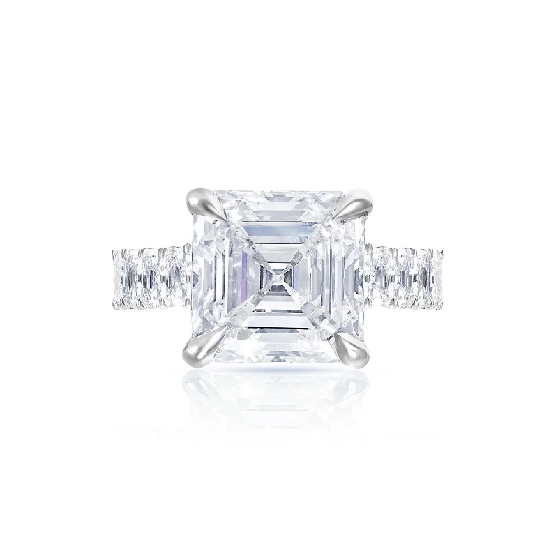 women unique gemstone engagement rings -11 Carats Asscher Cut Lab Grown Diamond Engagement Ring. IGI Certified