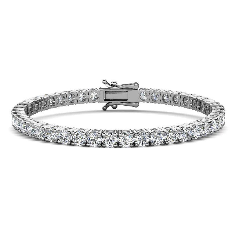 women gemstone bangles -Kaylee 18k White Gold Plated Tennis Bracelet with Simulated Diamond Crystal