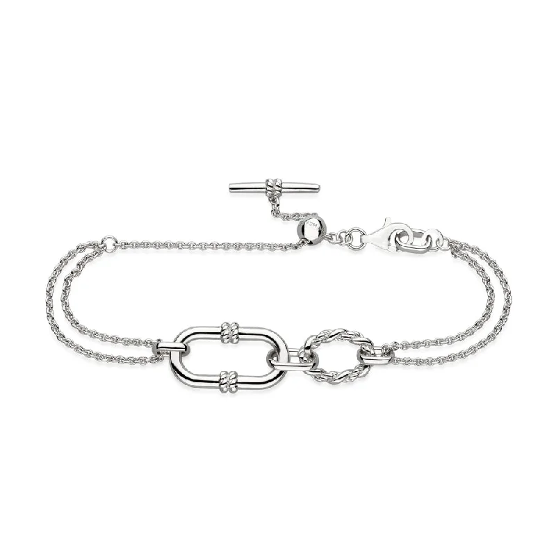 women adjustable bracelets -Kit Heath Marina Rope Link Duo Grande Twin Chain Slider Bracelet