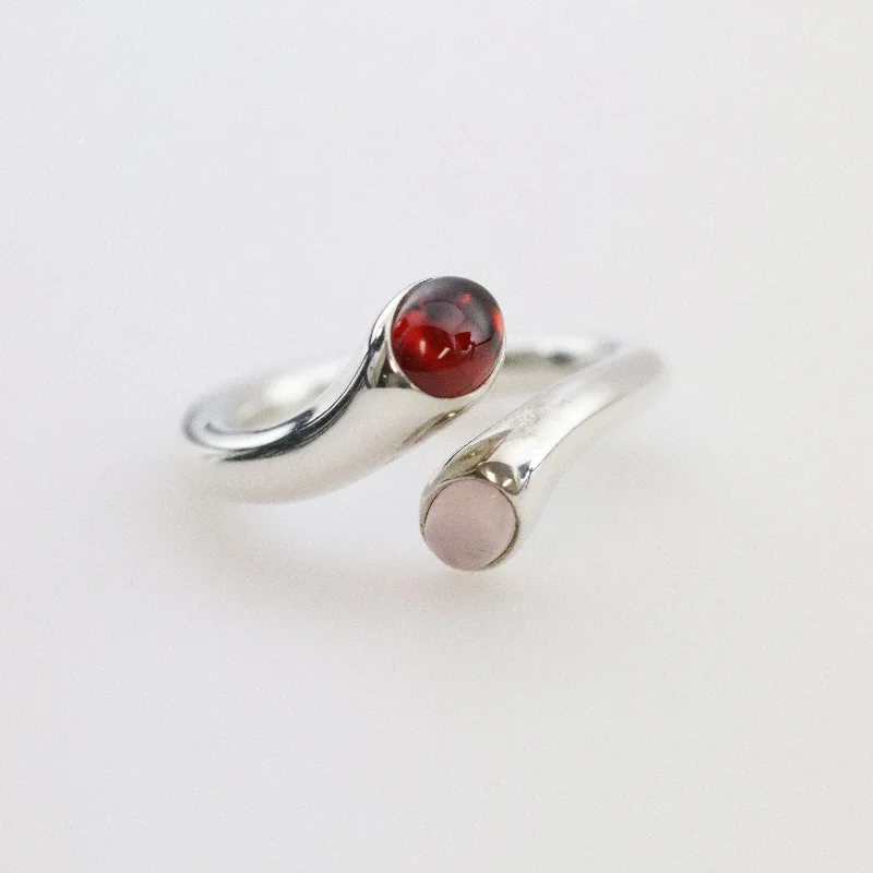 women fashionable rings -Vintage Georg Jensen Jewelry | Carnival Ring with Garnet and Quartz 263