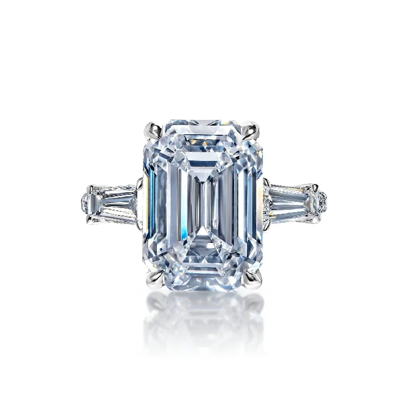 women classic solitaire engagement rings -Mara 9 Carats D VVS2 Emerald Cut Diamond Engagement Ring in Platinum by Mike Nekta