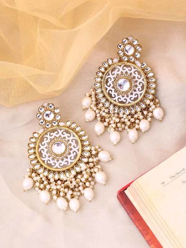 women bridal earrings -Ivory Miraya Chandbalis