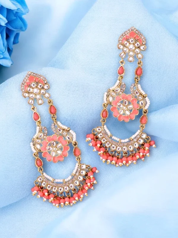 women delicate drop earrings -Coral Dia Chandbalis