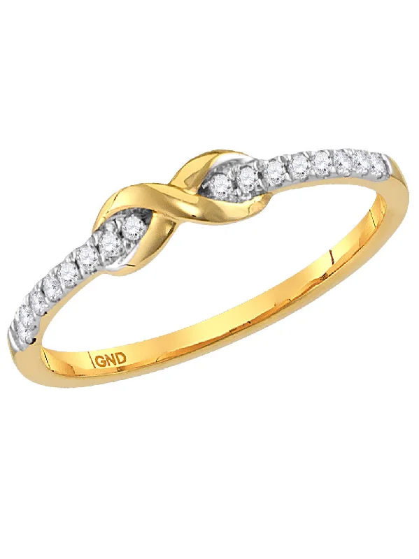 women wedding rings for women -10k Yellow Gold Diamond Stackable Infinity Design Band Ring .11 CTW