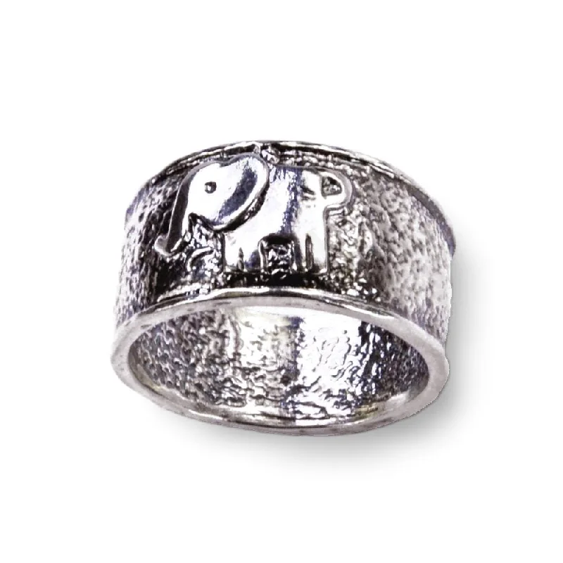 women minimalistic engagement rings -Elephant Band Ring Antiqued Sterling Silver Handcrafted